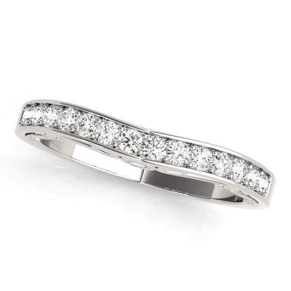White gold Channel Set Round Diamond Contoured Band
