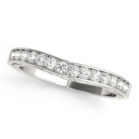 White gold Channel Set Round Diamond Contoured Band