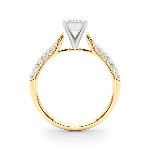 Yellow gold Emerald Solitaire Pavé Diamond Engagement Ring with Four-Prong Setting