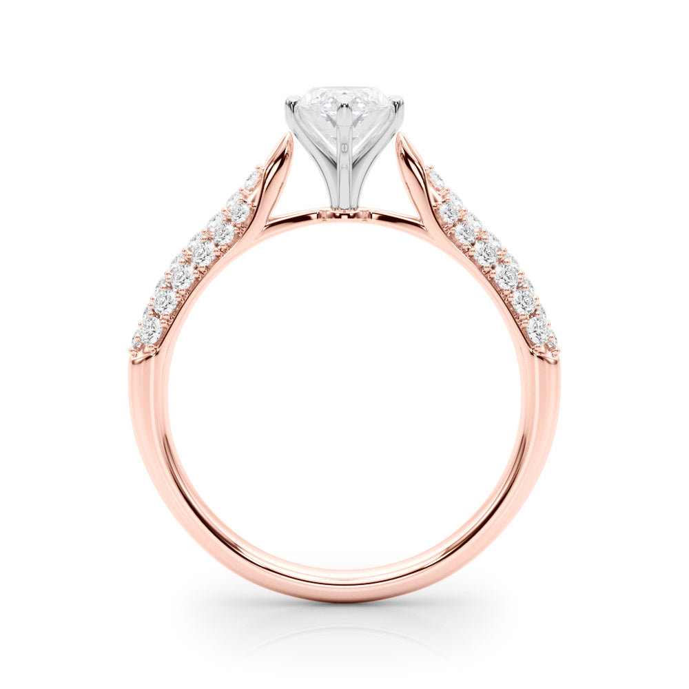 Rose gold Marquise Solitaire Pavé Diamond Engagement Ring with Four-Prong Setting
