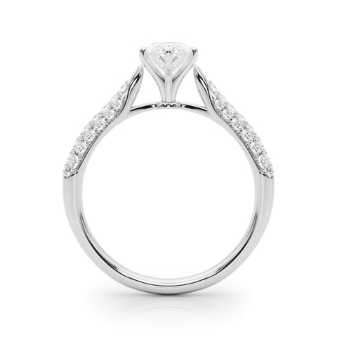 Platinum Marquise Solitaire Pavé Diamond Engagement Ring with Four-Prong Setting