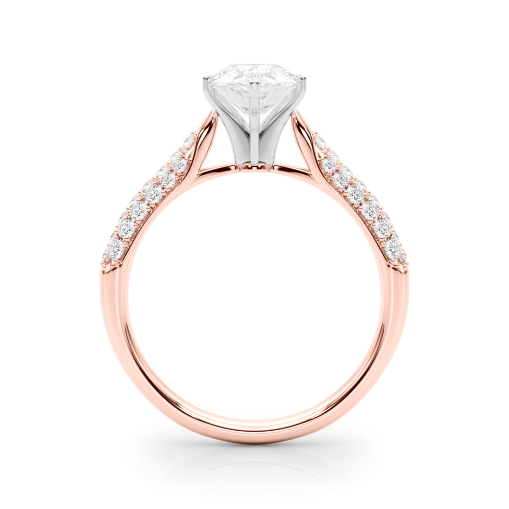 Rose gold Pear Solitaire Pavé Diamond Engagement Ring with Four-Prong Setting
