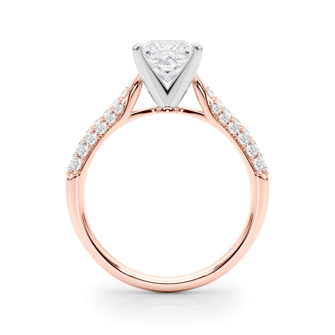 Rose gold Princess Solitaire Pavé Diamond Engagement Ring with Four-Prong Setting