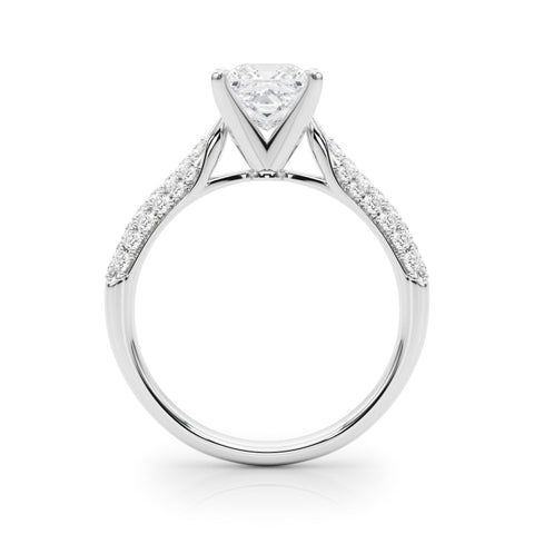 Platinum Princess Solitaire Pavé Diamond Engagement Ring with Four-Prong Setting