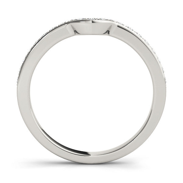 Silver Pavé Round Diamond Contour Band with Channel Setting