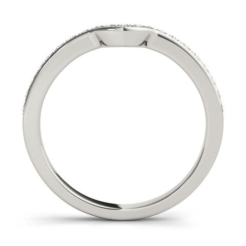 Silver Pavé Round Diamond Contour Band with Channel Setting