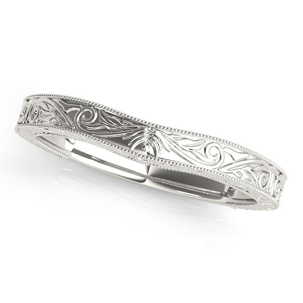 Silver Engraved Vintage Scroll Milgrain Band