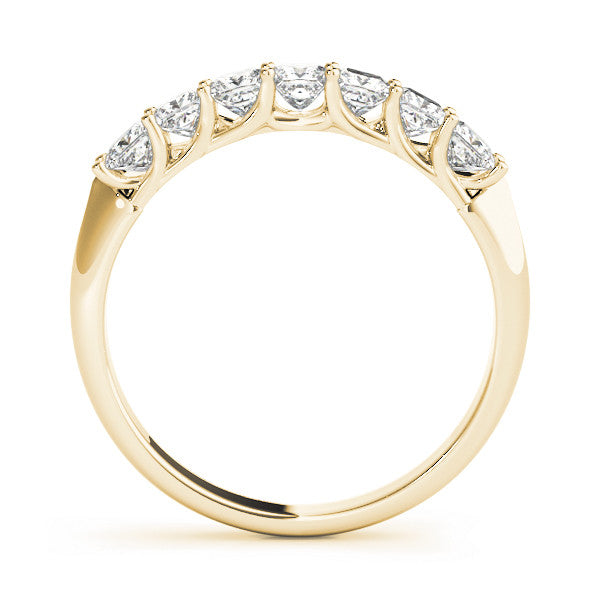 Yellow gold Princess Cut Diamond Channel Set Eternity Band with Prong Setting