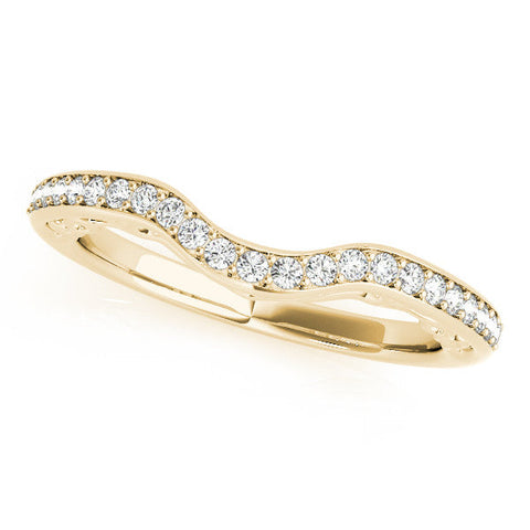 Yellow gold Diamond Pavé Round Cut Curved Band with Channel Setting