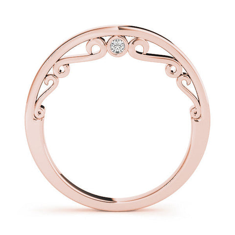 Rose gold Curved Solitaire Round Bezel Contour Band