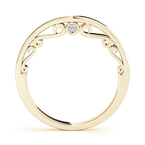 Yellow gold Curved Solitaire Round Bezel Contour Band