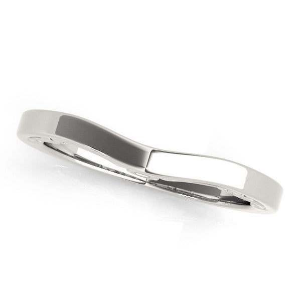 White gold Curved Solitaire Round Bezel Contour Band