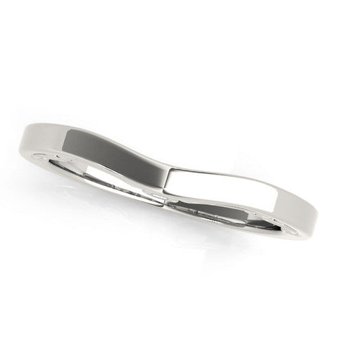 White gold Curved Solitaire Round Bezel Contour Band