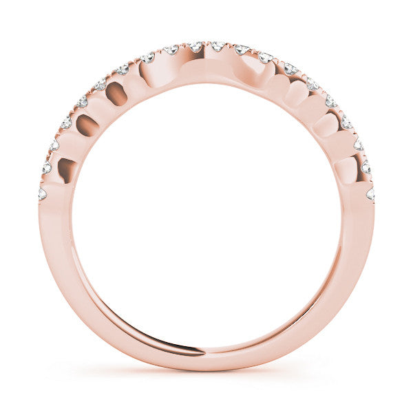 Rose gold Curved Pavé Round Diamond Eternity Band with U-Prong Setting