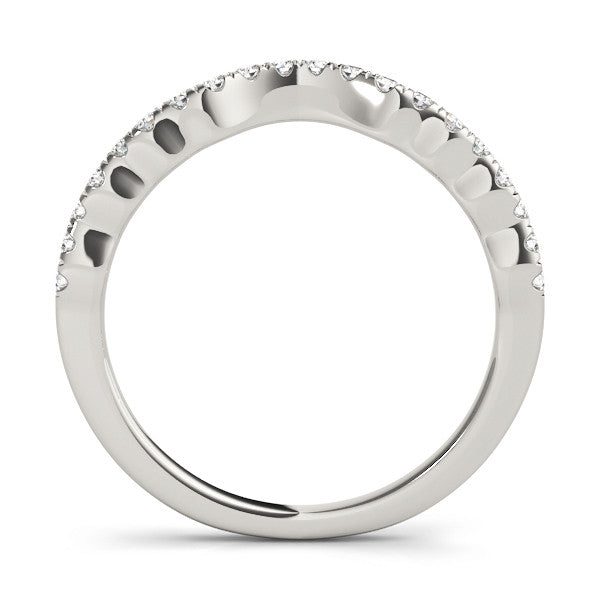 Platinum Curved Pavé Round Diamond Eternity Band with U-Prong Setting