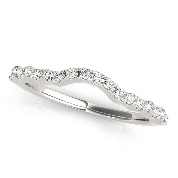 White gold Curved Pavé Round Diamond Eternity Band with U-Prong Setting