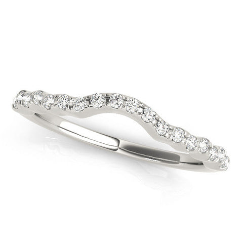 White gold Curved Pavé Round Diamond Eternity Band with U-Prong Setting