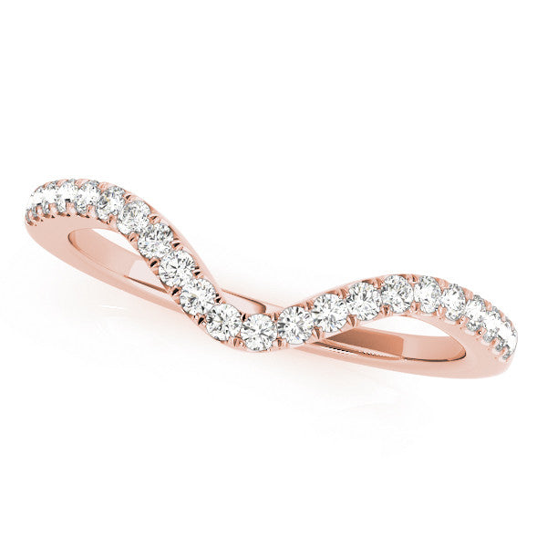 Rose gold Pavé Round Diamond Infinity Twist Band with Shared Prong Setting