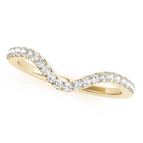 Yellow gold Pavé Round Diamond Infinity Twist Band with Shared Prong Setting