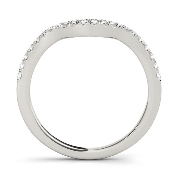 Silver Pavé Round Diamond Infinity Twist Band with Shared Prong Setting