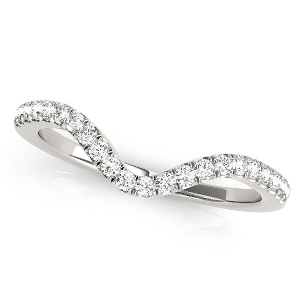 Silver Pavé Round Diamond Infinity Twist Band with Shared Prong Setting