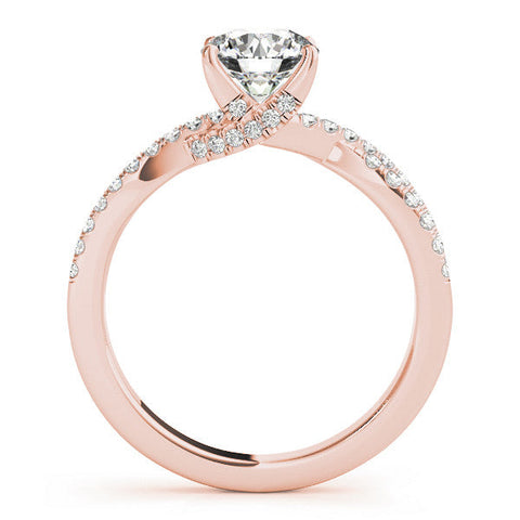 Rose gold Round Solitaire Twist Pave Diamond Engagement Ring with Prong Setting