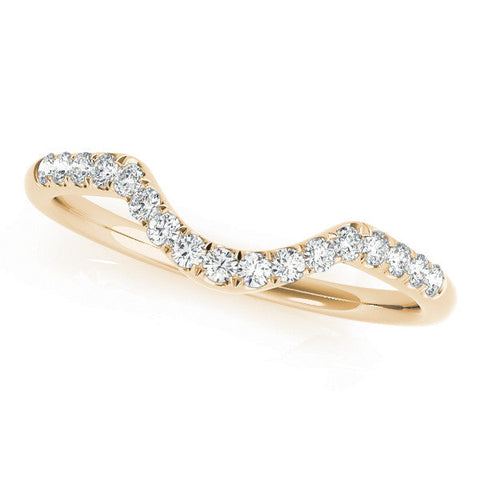Yellow gold Diamond Curved Pavé Round Stone Contour Band