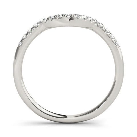 White gold Diamond Curved Pavé Round Stone Contour Band