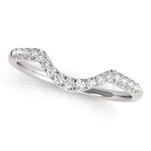 White gold Diamond Curved Pavé Round Stone Contour Band