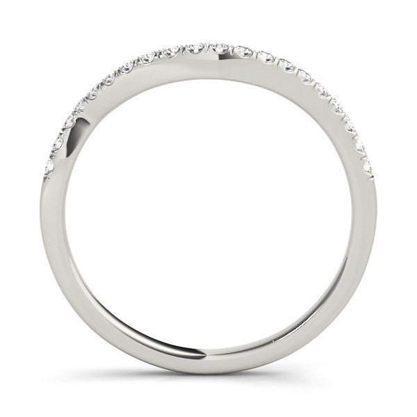 Rose gold Round Cut Diamond Pavé Curved Band with Shared Prong Setting