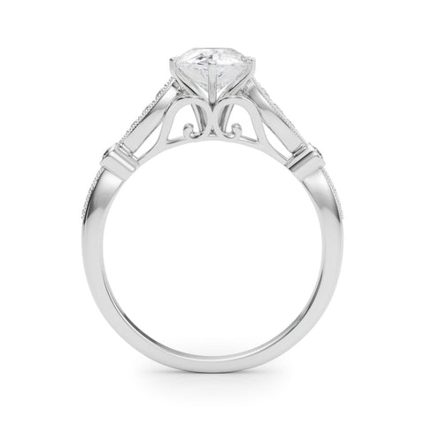 Platinum Pear Cut Diamond with Milgrain Marquise and Bezel Accents on a Solitaire Band with Prong Setting