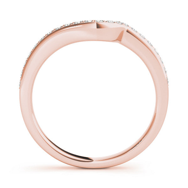 Rose gold Pavé Round Diamond Curved Wedding Band with Channel Setting