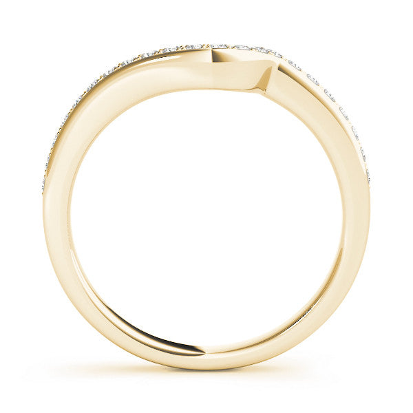 Yellow gold Pavé Round Diamond Curved Wedding Band with Channel Setting