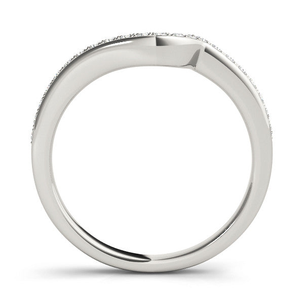 Platinum Pavé Round Diamond Curved Wedding Band with Channel Setting