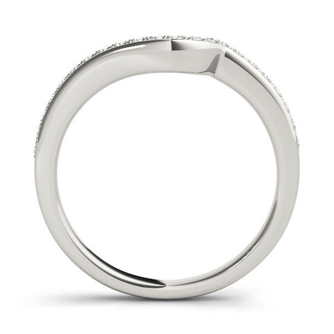 Platinum Pavé Round Diamond Curved Wedding Band with Channel Setting