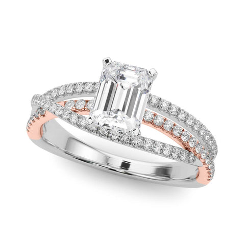 Rose gold Princess Solitaire Twist Band with Pavé Setting and Four-Prong Setting