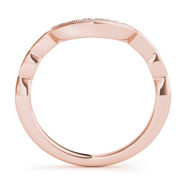 Rose gold Milgrain Curved Diamond Pavé Band with Round Stones