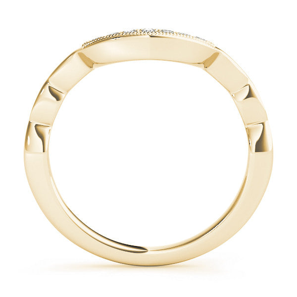 Yellow gold Milgrain Curved Diamond Pavé Band with Round Stones