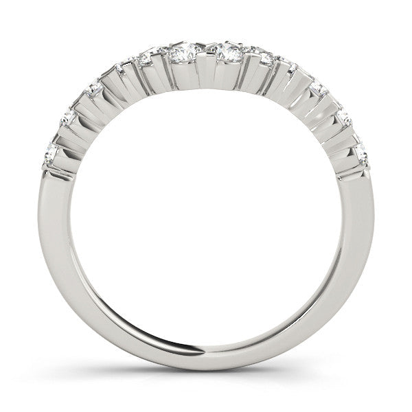 Platinum Round Diamond V-Shaped Prong Set Eternity Band