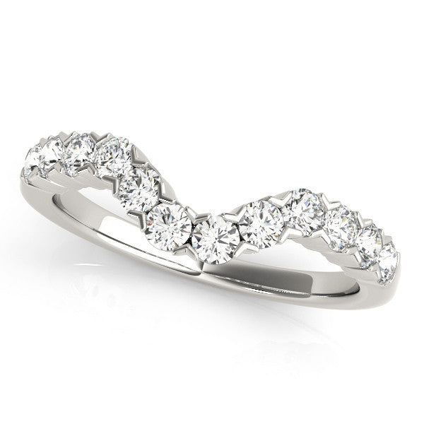 Platinum Round Diamond V-Shaped Prong Set Eternity Band