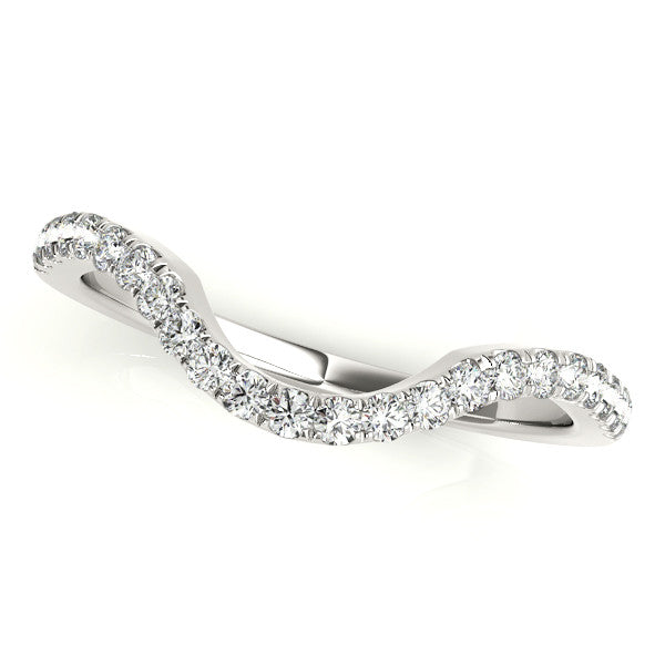 Yellow gold Curved Pavé Round Diamond Eternity Band with Shared Prong Setting