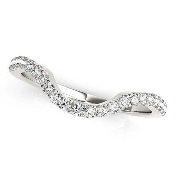 Silver Curved Pavé Round Diamond Eternity Band with Shared Prong Setting