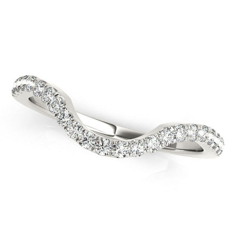 White gold Curved Pavé Round Diamond Eternity Band with Shared Prong Setting