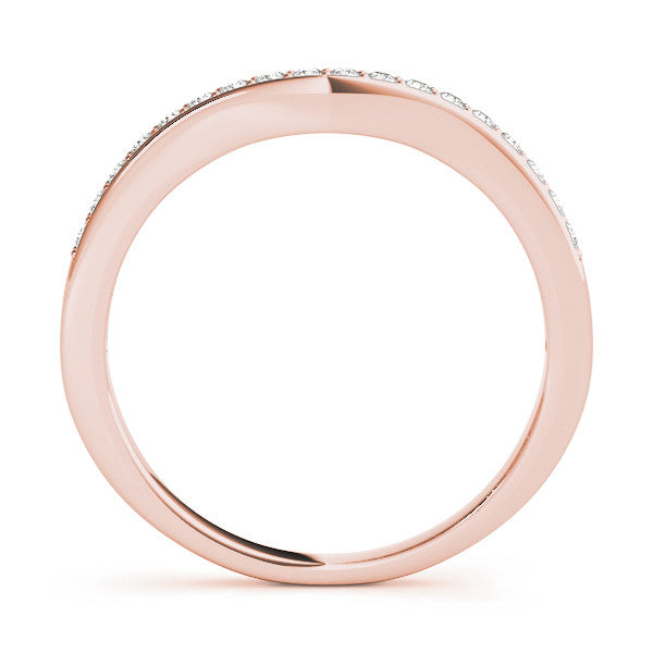 Rose gold Pave Round Diamond Curved Band