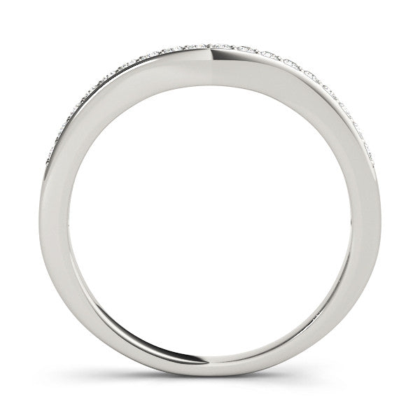 Silver Pave Round Diamond Curved Band
