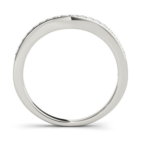 Platinum Pave Round Diamond Curved Band