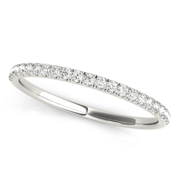 White gold Round Cut Diamond Pavé Eternity Band with Micro Prong Setting