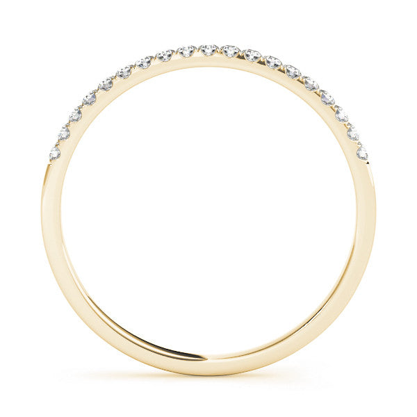 Yellow gold Round Diamond Pavé Set Half Eternity Band with Shared Prong Setting