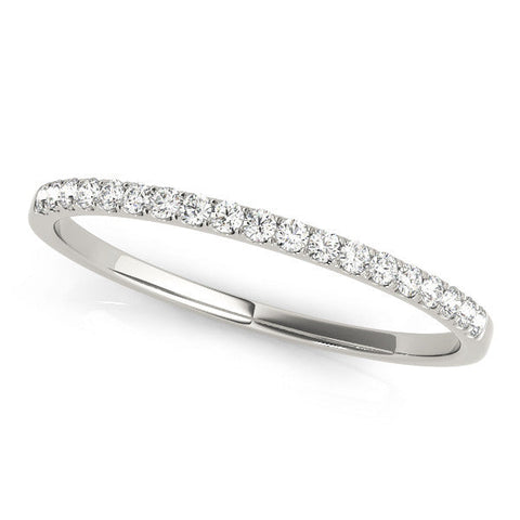 White gold Round Diamond Pavé Set Half Eternity Band with Shared Prong Setting