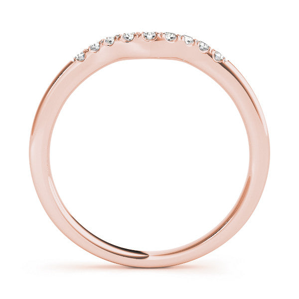 Rose gold Round Diamond Curved Pavé Wedding Band